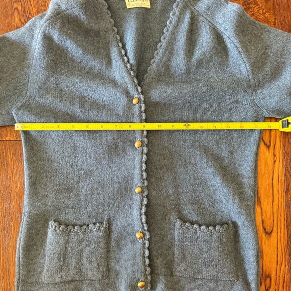 Vintage Ladies 36 Blue 2 Piece Classic Sweater Set Lambs Wool Mix Tank Cardigan - Picture 6 of 16